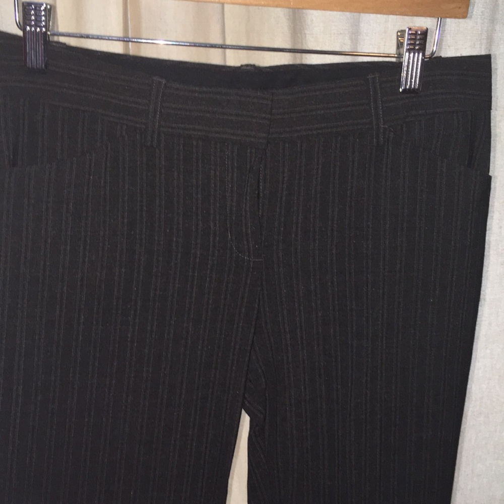 Grey dress pants with grey and white pin stripes